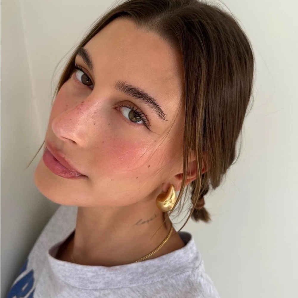 14k Gold plated Bottega style Hailey Bieber Dome Rain Drop Earrings
